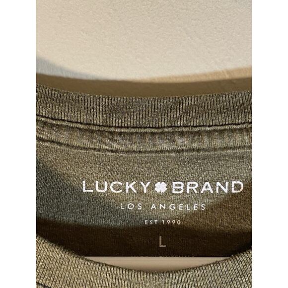 Lucky Brand Graphic T Shirt Men's Large Short Sleeve Used Army Green - Picture 5 of 8